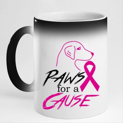 Paws For A Cause Breast Cancer 11oz Black Color Changing Mug