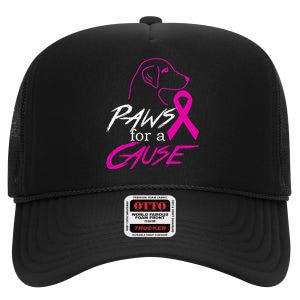 Paws For A Cause Breast Cancer High Crown Mesh Back Trucker Hat