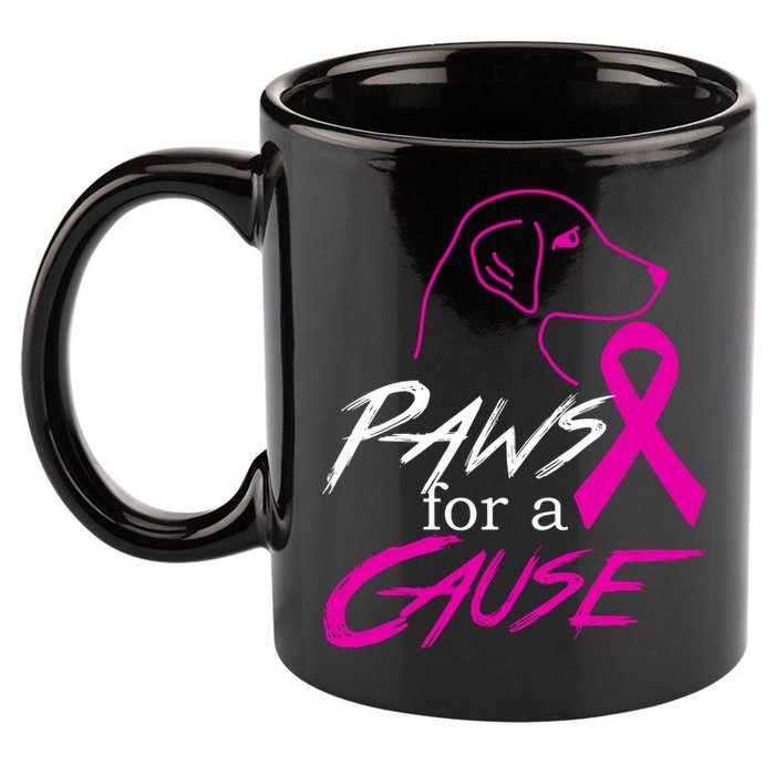 Paws For A Cause Breast Cancer 11oz C Handle Ceramic Mug