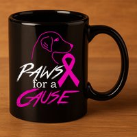 Paws For A Cause Breast Cancer 11oz C Handle Ceramic Mug