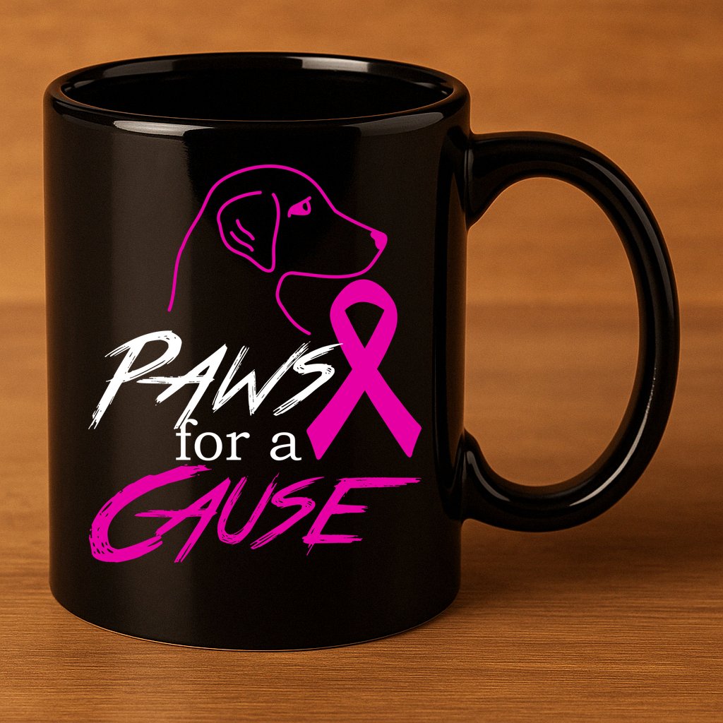 Paws For A Cause Breast Cancer 11oz C Handle Ceramic Mug