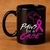 Paws For A Cause Breast Cancer 11oz C Handle Ceramic Mug
