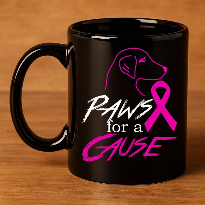 Paws For A Cause Breast Cancer 11oz C Handle Ceramic Mug