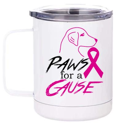 Paws For A Cause Breast Cancer 12 oz Stainless Steel Tumbler Cup