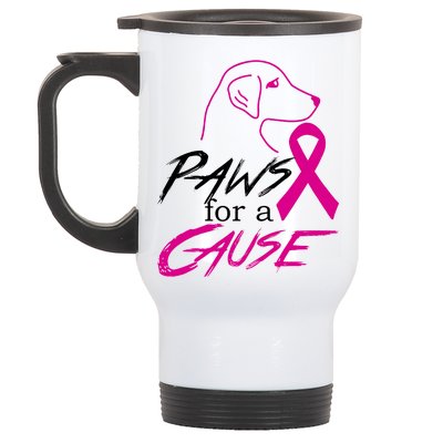 Paws For A Cause Breast Cancer Stainless Steel Travel Mug