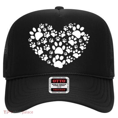 Paws Of Heart High Crown Mesh Back Trucker Hat
