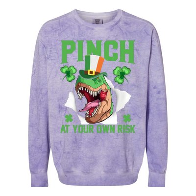 Pinch At Your Own Risk Funny Saying Patricks Day Colorblast Crewneck Sweatshirt