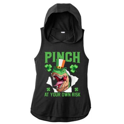 Pinch At Your Own Risk Funny Saying Patricks Day Ladies PosiCharge Tri-Blend Wicking Draft Hoodie Tank