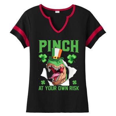 Pinch At Your Own Risk Funny Saying Patricks Day Ladies Halftime Notch Neck Tee