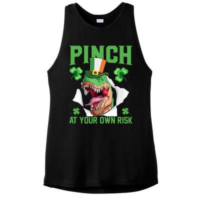 Pinch At Your Own Risk Funny Saying Patricks Day Ladies PosiCharge Tri-Blend Wicking Tank