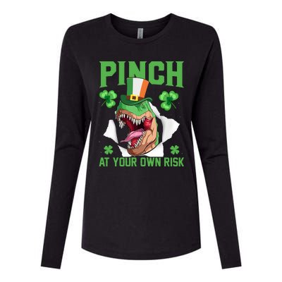 Pinch At Your Own Risk Funny Saying Patricks Day Womens Cotton Relaxed Long Sleeve T-Shirt