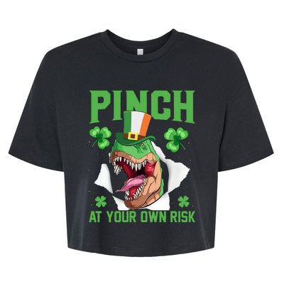 Pinch At Your Own Risk Funny Saying Patricks Day Bella+Canvas Jersey Crop Tee