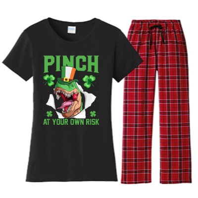 Pinch At Your Own Risk Funny Saying Patricks Day Women's Flannel Pajama Set