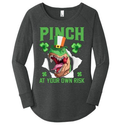 Pinch At Your Own Risk Funny Saying Patricks Day Women's Perfect Tri Tunic Long Sleeve Shirt