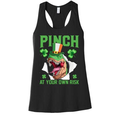 Pinch At Your Own Risk Funny Saying Patricks Day Women's Racerback Tank