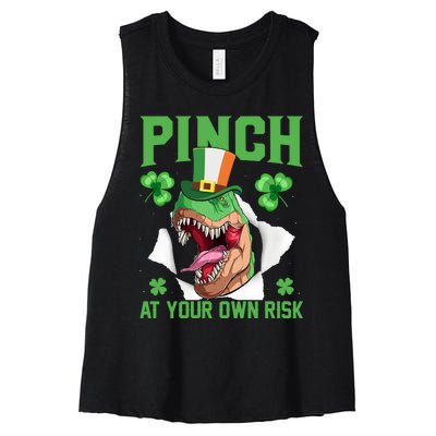 Pinch At Your Own Risk Funny Saying Patricks Day Women's Racerback Cropped Tank