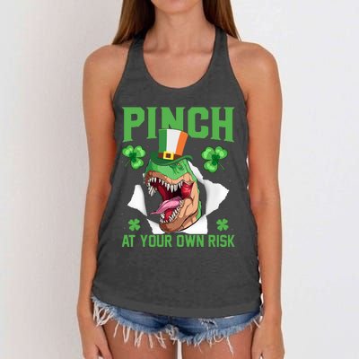 Pinch At Your Own Risk Funny Saying Patricks Day Women's Knotted Racerback Tank