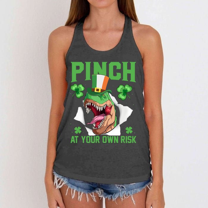 Pinch At Your Own Risk Funny Saying Patricks Day Women's Knotted Racerback Tank