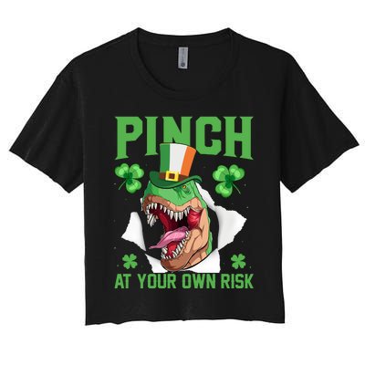 Pinch At Your Own Risk Funny Saying Patricks Day Women's Crop Top Tee