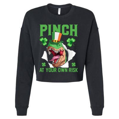 Pinch At Your Own Risk Funny Saying Patricks Day Cropped Pullover Crew