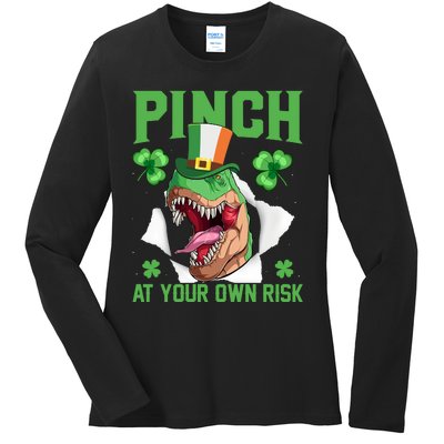 Pinch At Your Own Risk Funny Saying Patricks Day Ladies Long Sleeve Shirt