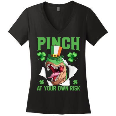 Pinch At Your Own Risk Funny Saying Patricks Day Women's V-Neck T-Shirt