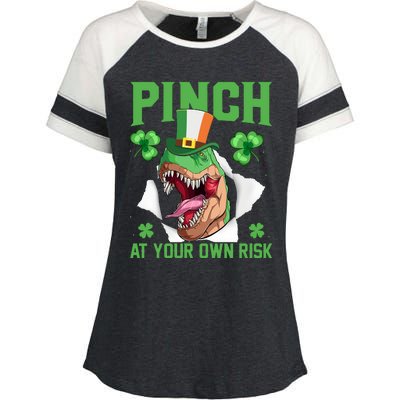 Pinch At Your Own Risk Funny Saying Patricks Day Enza Ladies Jersey Colorblock Tee