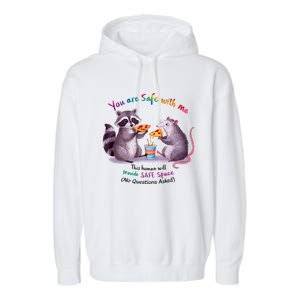 Proud Ally You Are Safe With Me Lgbt Pride Month Garment-Dyed Fleece Hoodie