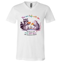 Proud Ally You Are Safe With Me Lgbt Pride Month V-Neck T-Shirt