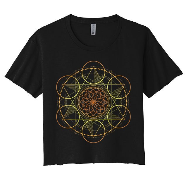Prana Art Yoga Mandala Sacred Energy Geometry Meditation Women's Crop Top Tee