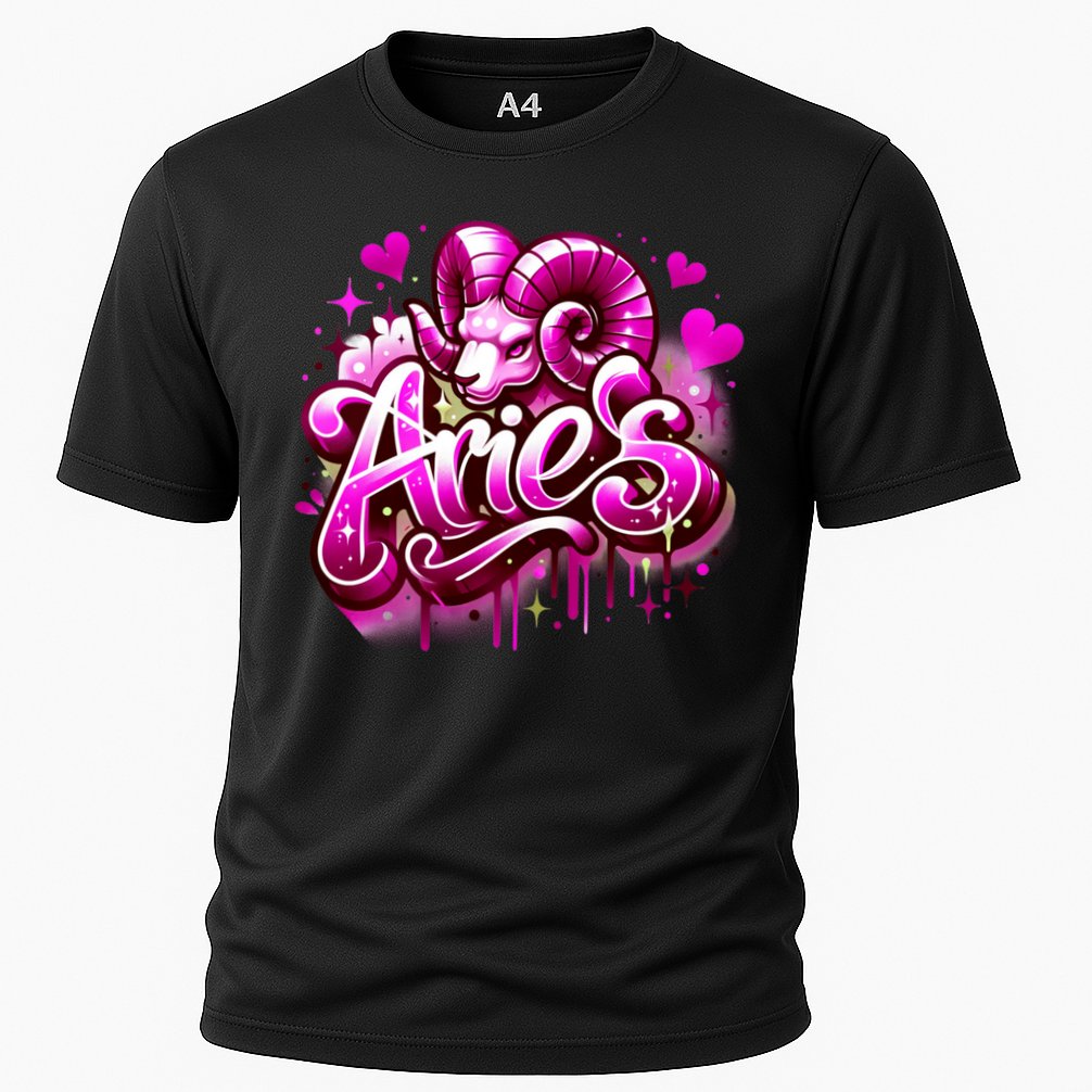 Pink Aries Zodiac Star Sign Cooling Performance Crew T-Shirt