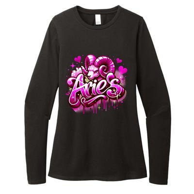 Pink Aries Zodiac Star Sign Womens CVC Long Sleeve Shirt