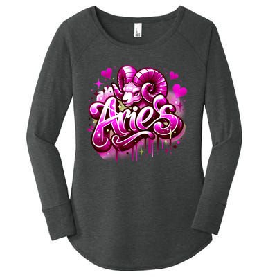 Pink Aries Zodiac Star Sign Women's Perfect Tri Tunic Long Sleeve Shirt