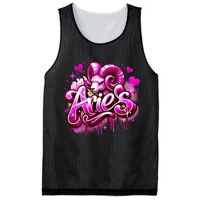 Pink Aries Zodiac Star Sign Mesh Reversible Basketball Jersey Tank