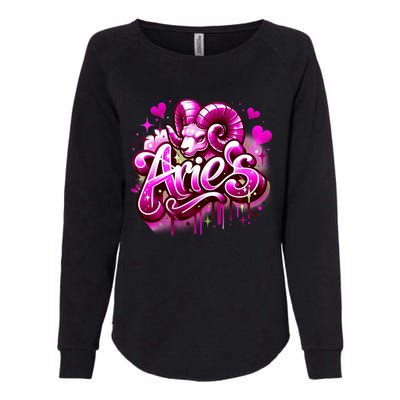 Pink Aries Zodiac Star Sign Womens California Wash Sweatshirt