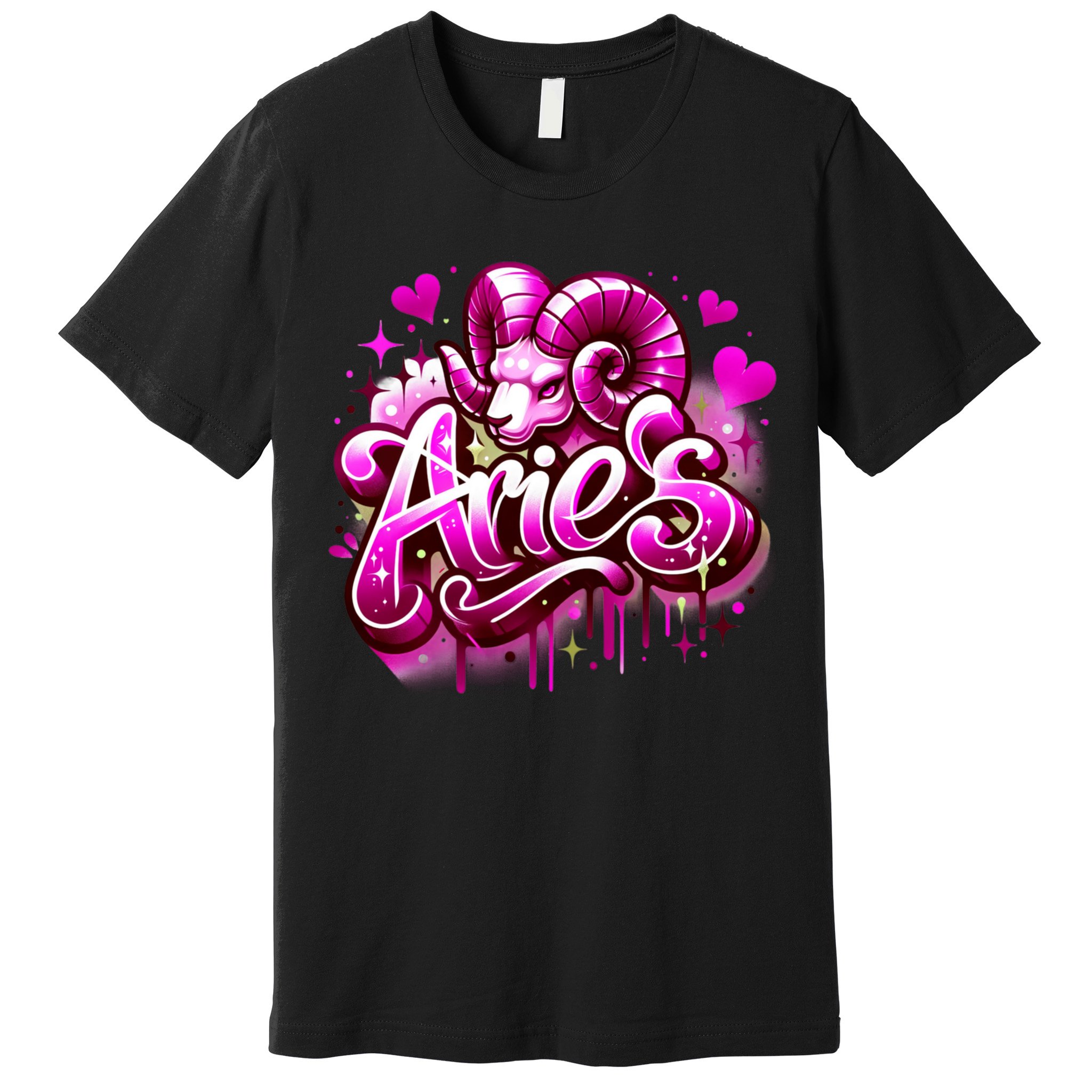 Pink Aries Zodiac Star Sign Premium T-Shirt