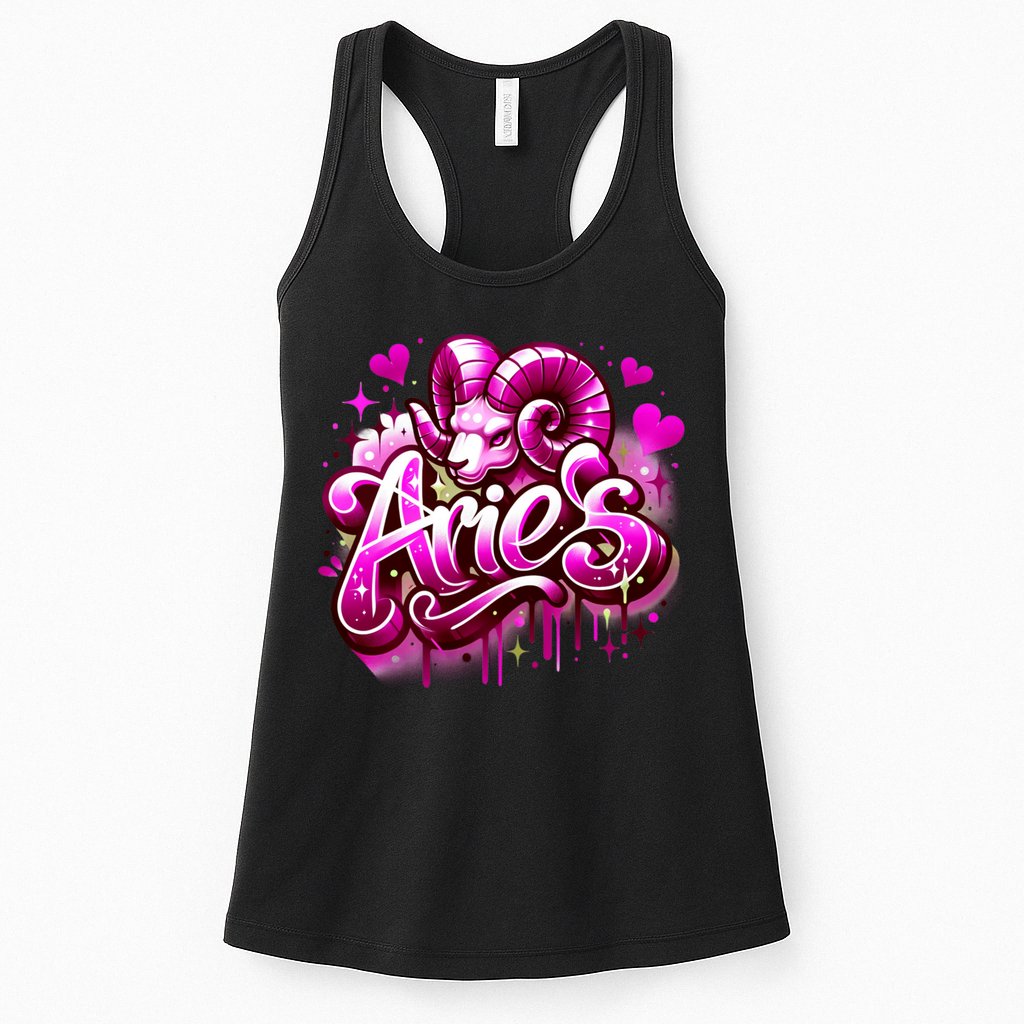 Pink Aries Zodiac Star Sign Womens Tank Top