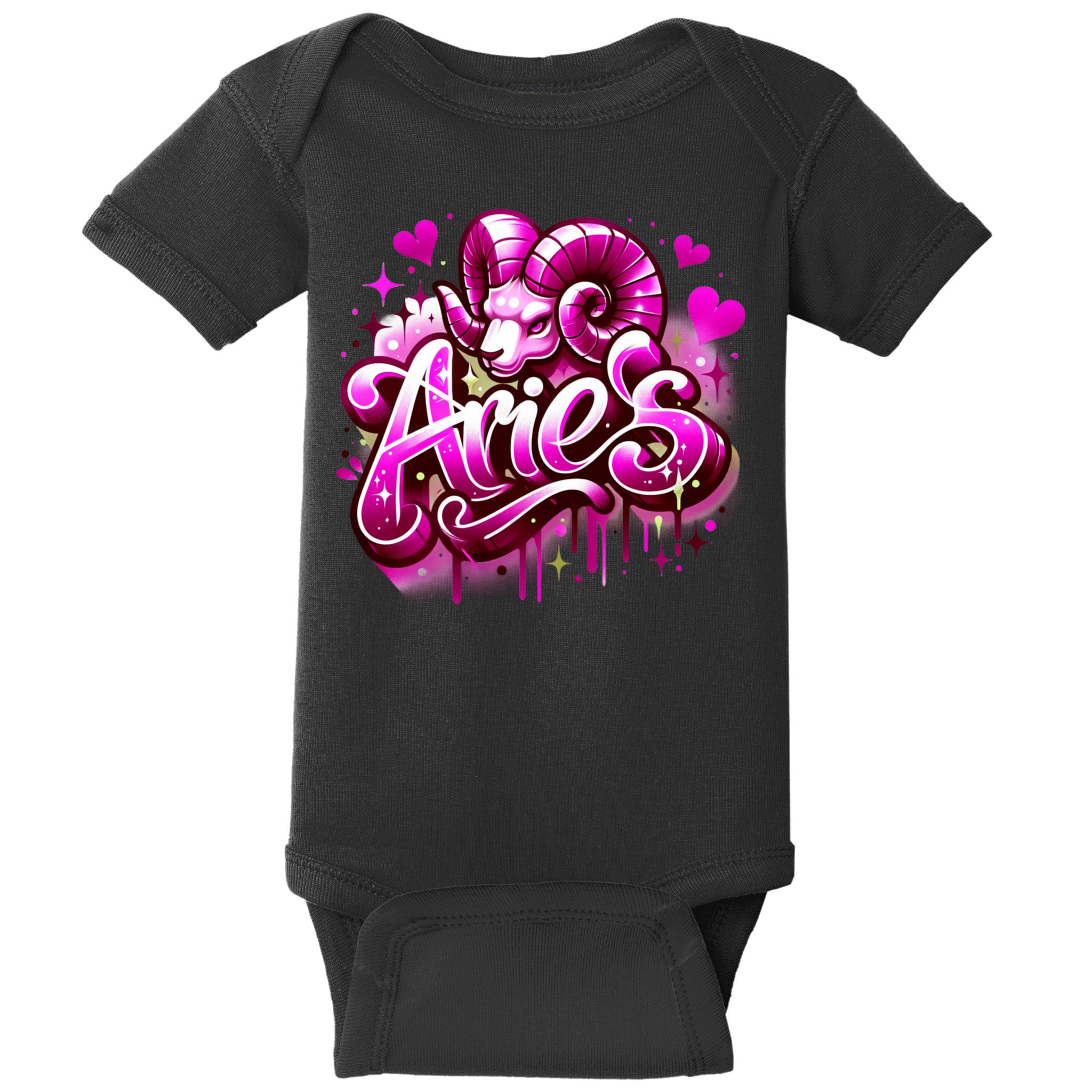 Pink Aries Zodiac Star Sign Baby Bodysuit