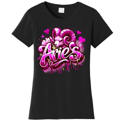 Pink Aries Zodiac Star Sign Women's T-Shirt