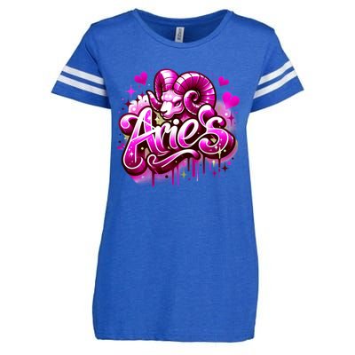 Pink Aries Zodiac Star Sign Enza Ladies Jersey Football T-Shirt