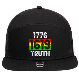 Proud Black 1619 Ancestors Black History Month Juneteenth Gift 7 Panel Mesh Trucker Snapback Hat