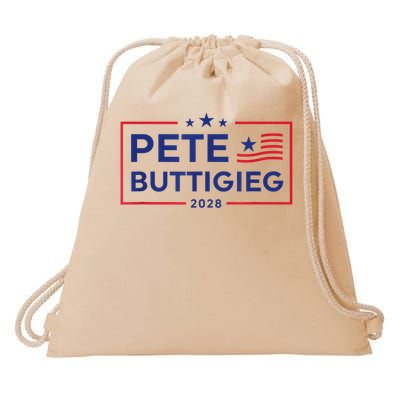 Pete Buttigieg 2028 For President Election Campaign US Flag Drawstring Bag