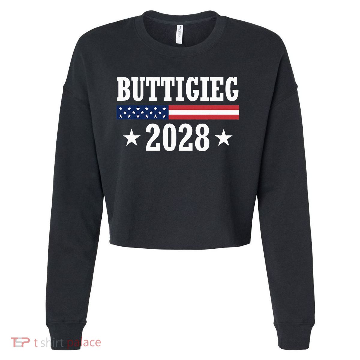 Pete Buttigieg 2028 Presidential Election Usa Flag Democrats Cropped Pullover Crew