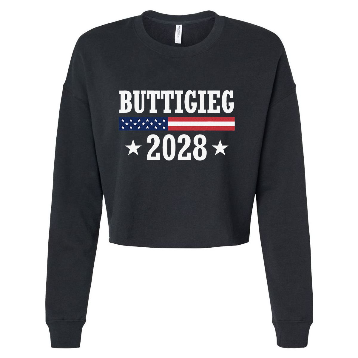 Pete Buttigieg 2028 Presidential Election Usa Flag Democrats Cropped Pullover Crew