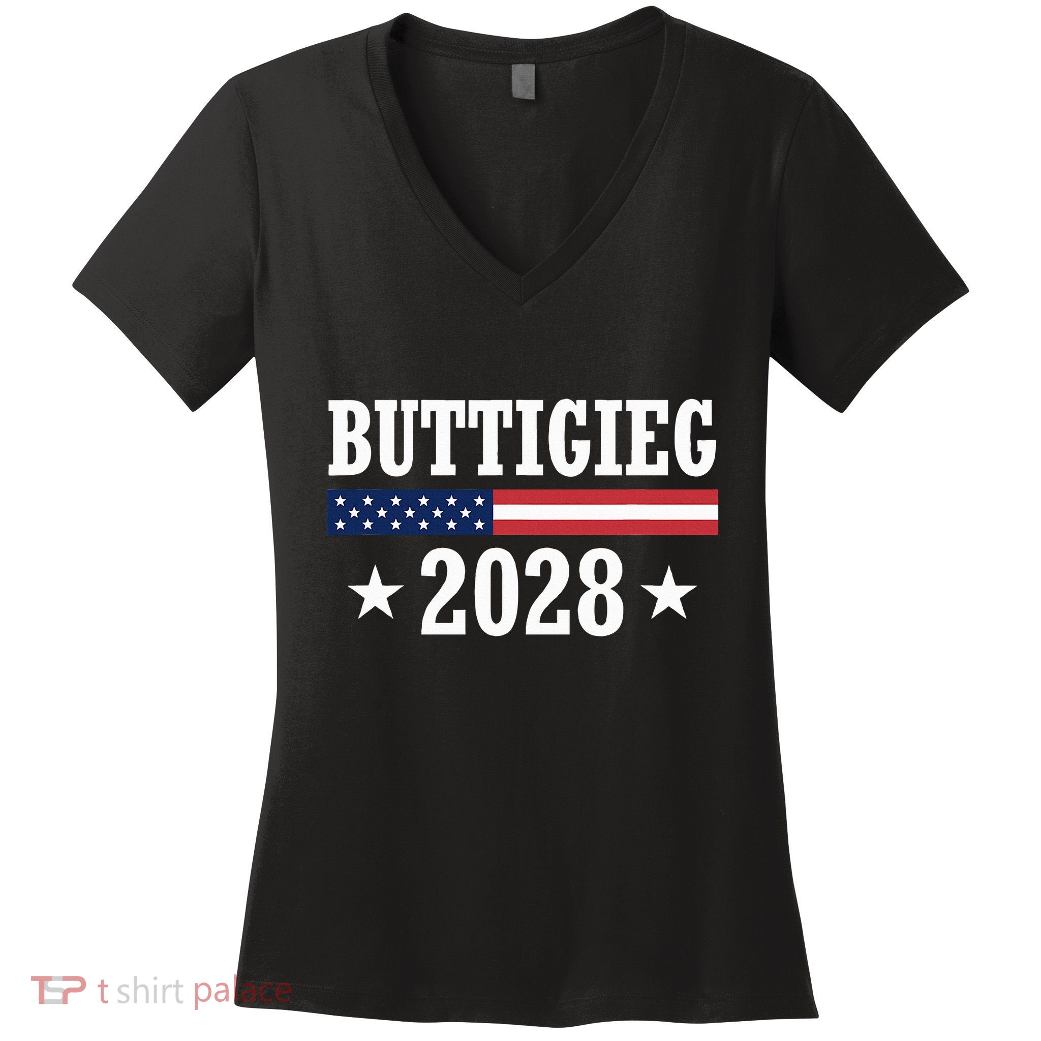 Pete Buttigieg 2028 Presidential Election Usa Flag Democrats Women's V-Neck T-Shirt