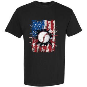 Patriotic Baseball 4th Of July Usa American Flag Garment-Dyed Heavyweight T-Shirt