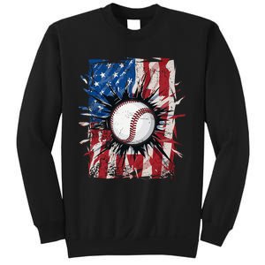 Patriotic Baseball 4th Of July Usa American Flag Sweatshirt