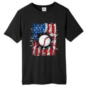 Patriotic Baseball 4th Of July Usa American Flag Tall Fusion ChromaSoft Performance T-Shirt