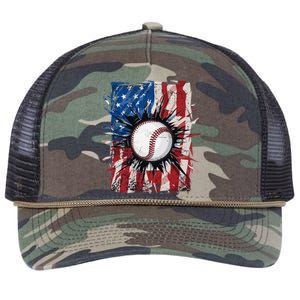 Patriotic Baseball 4th Of July Usa American Flag Retro Rope Trucker Hat Cap