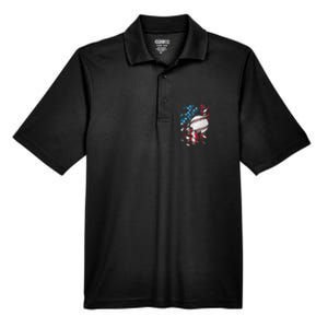 Patriotic Baseball 4th Of July USA American Flag Men's Origin Performance Pique Polo